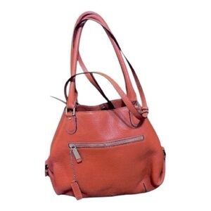 Cole Haan Large Burnt Orange Pebbled Leather Handbag Hobo Detachable Strap